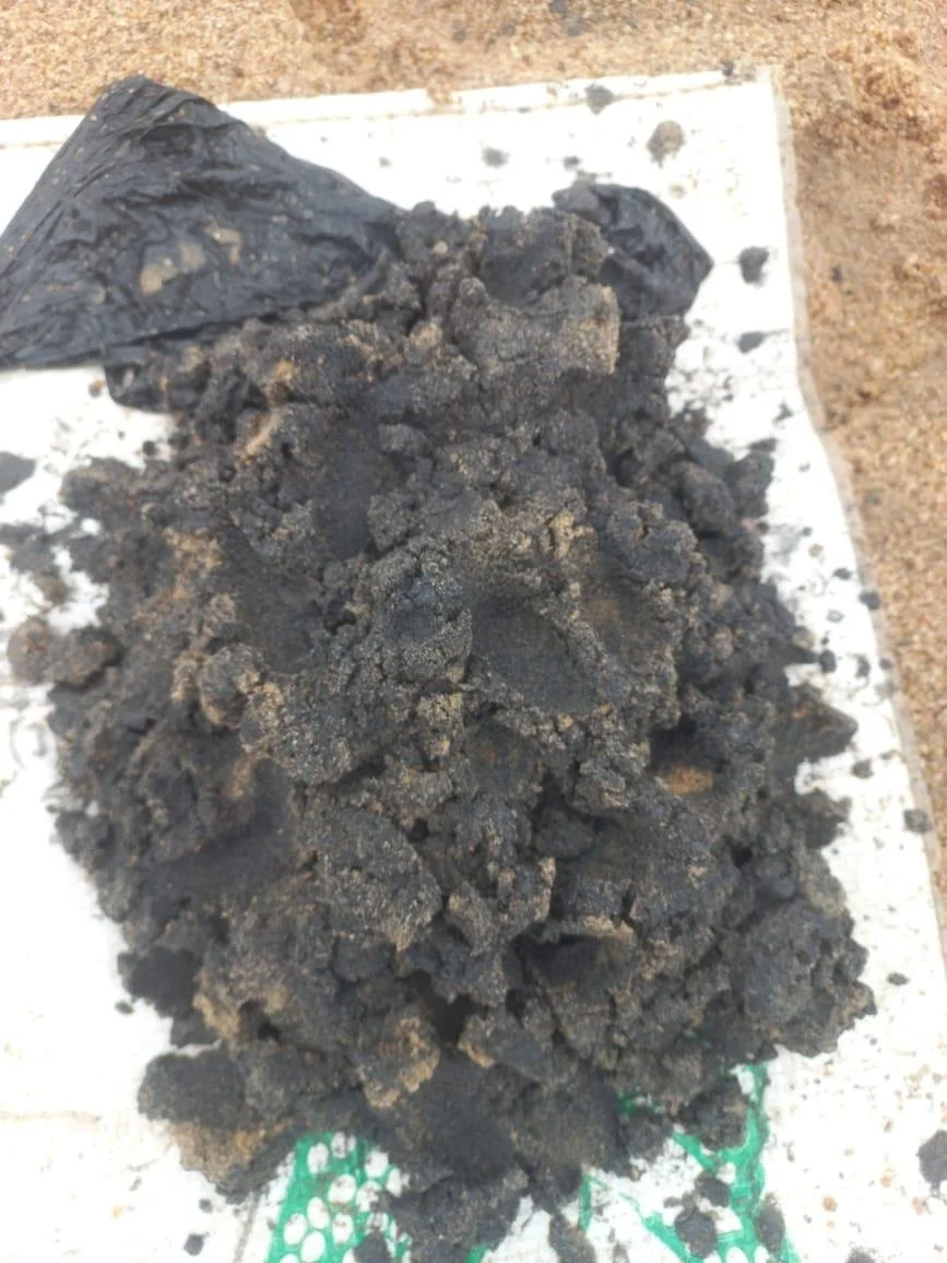 Dark heavy-mineral concentrate collected on a sheet